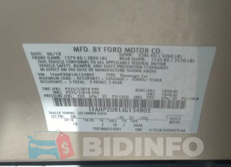 1FAHP2D81JG134802 Photo# 9