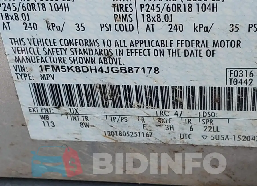 1FM5K8DH4JGB87178 Photo# 9