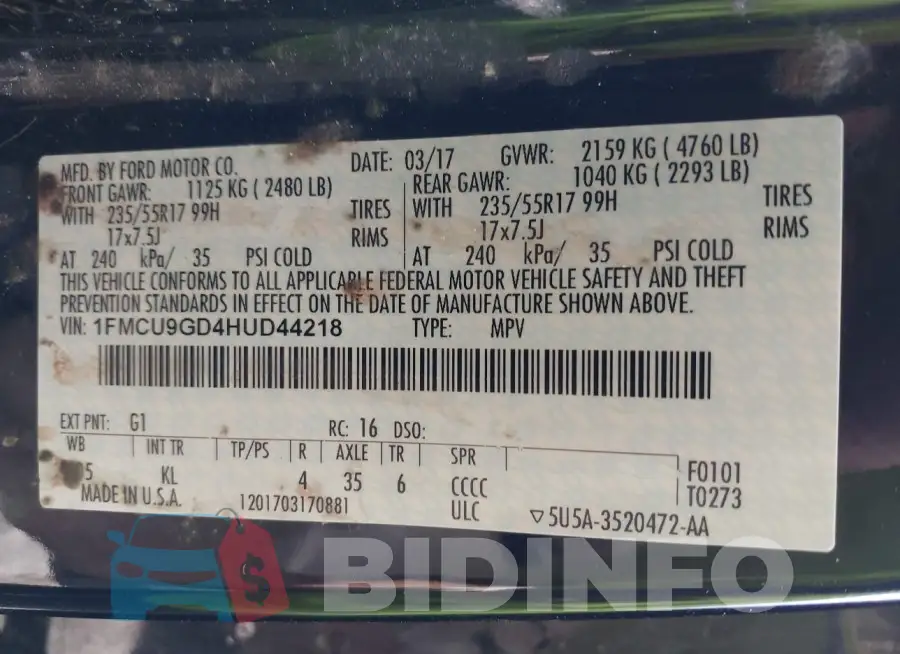 1FMCU9GD4HUD44218 Photo# 9