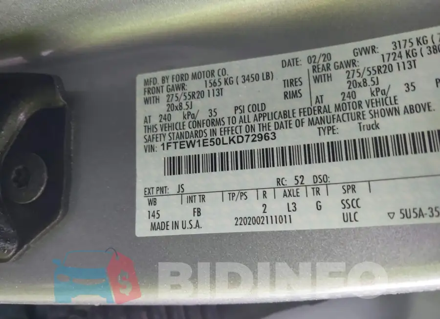 1FTEW1E50LKD72963 Photo# 9