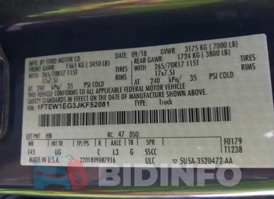 1FTEW1EG3JKF52081 Photo# 9