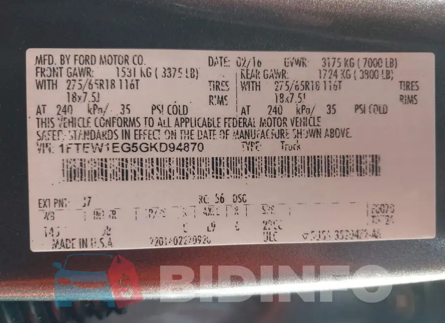1FTEW1EG5GKD94870 Photo# 9