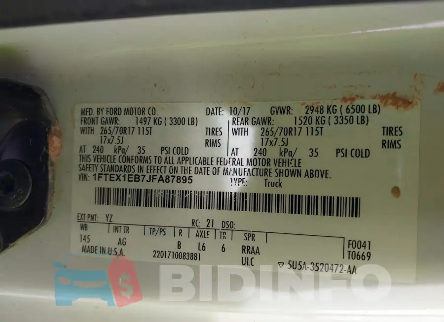 1FTEX1EB7JFA87895 Photo# 9