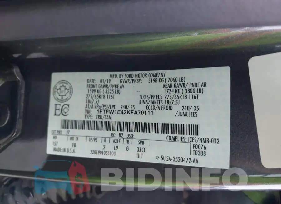 1FTFW1E42KFA70111 Photo# 9