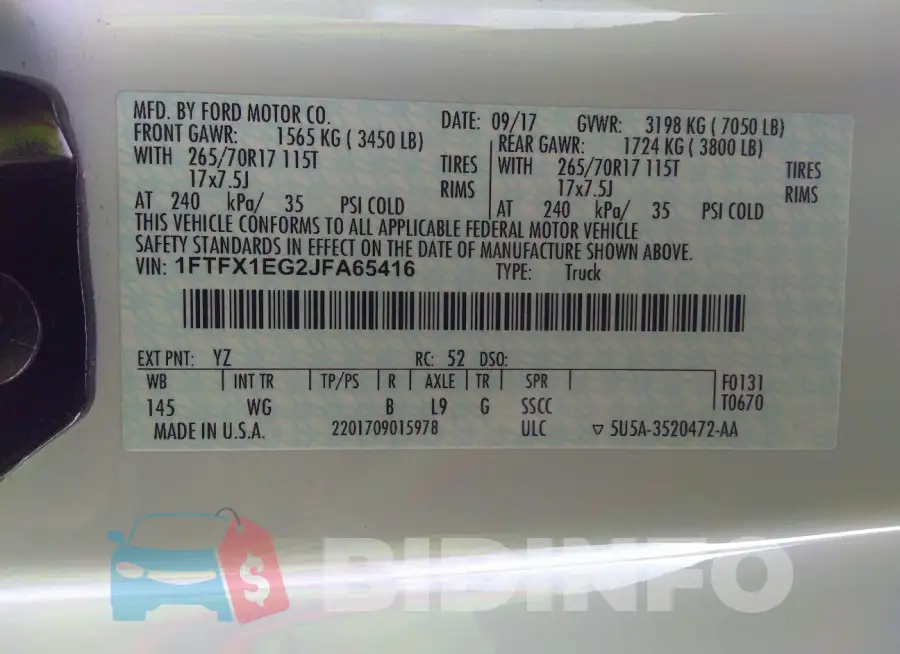 1FTFX1EG2JFA65416 Photo# 9
