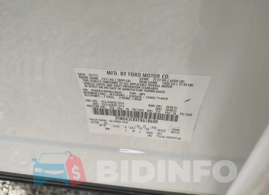 2FMGK5C8XFBA18600 Photo# 9