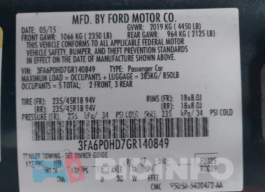 3FA6P0HD7GR140849 Photo# 9