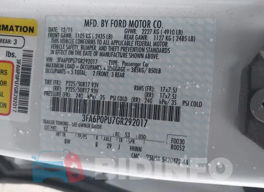3FA6P0PU7GR292017 Photo# 9