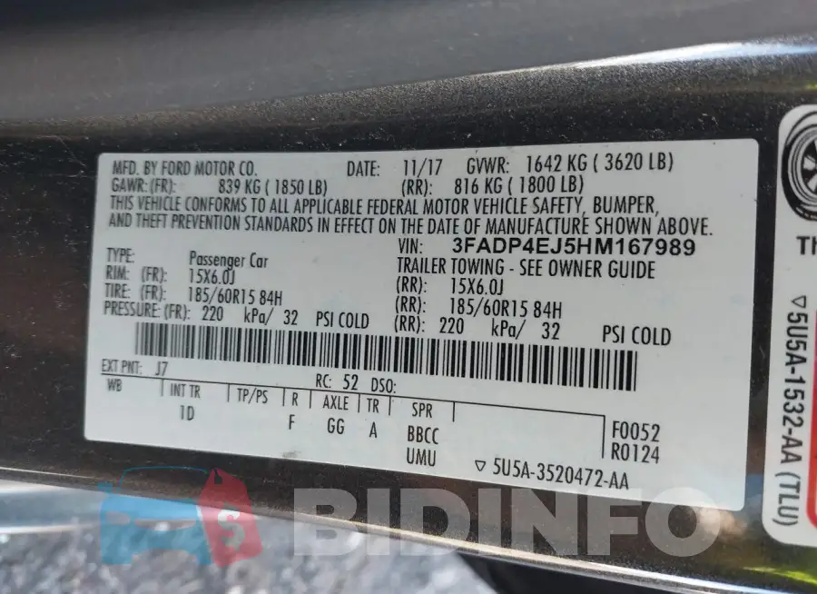 3FADP4EJ5HM167989 Photo# 9