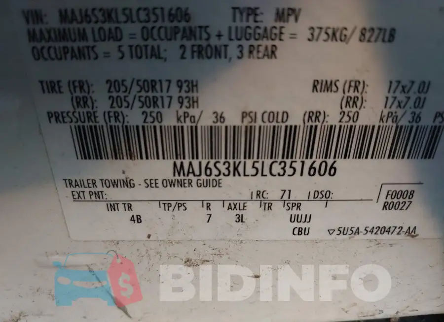 MAJ6S3KL5LC351606 Photo# 9