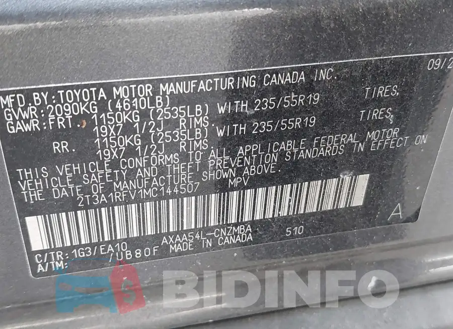 2T3A1RFV1MC144507 Photo# 9