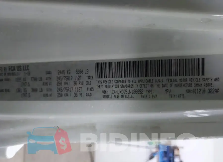 1C4HJXDG5JW126692 Photo# 9