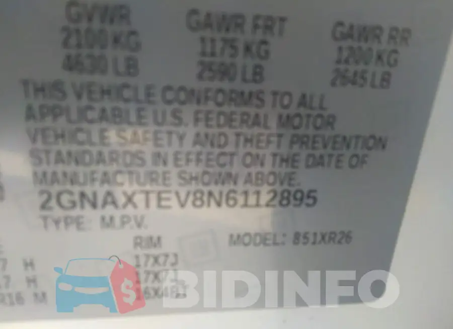 2GNAXTEV8N6112895 Photo# 9