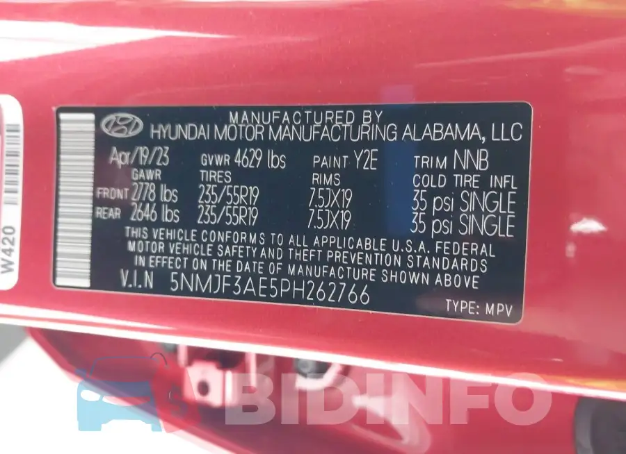 5NMJF3AE5PH262766 Photo# 9