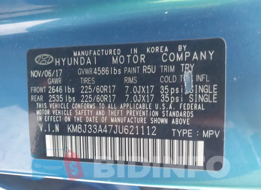 KM8J33A47JU621112 Photo# 9