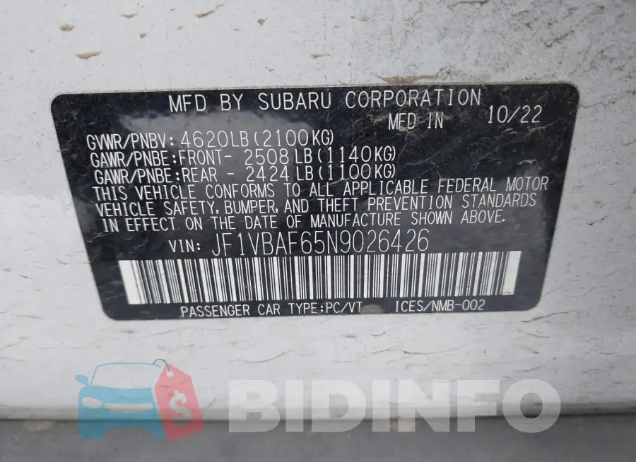 JF1VBAF65N9026426 Photo# 9