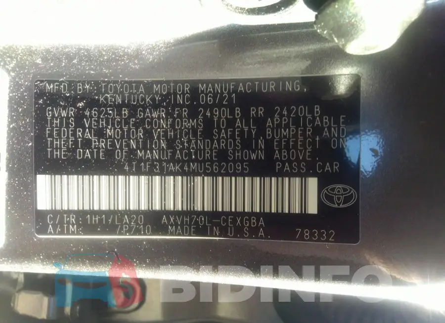 4T1F31AK4MU562095 Photo# 9