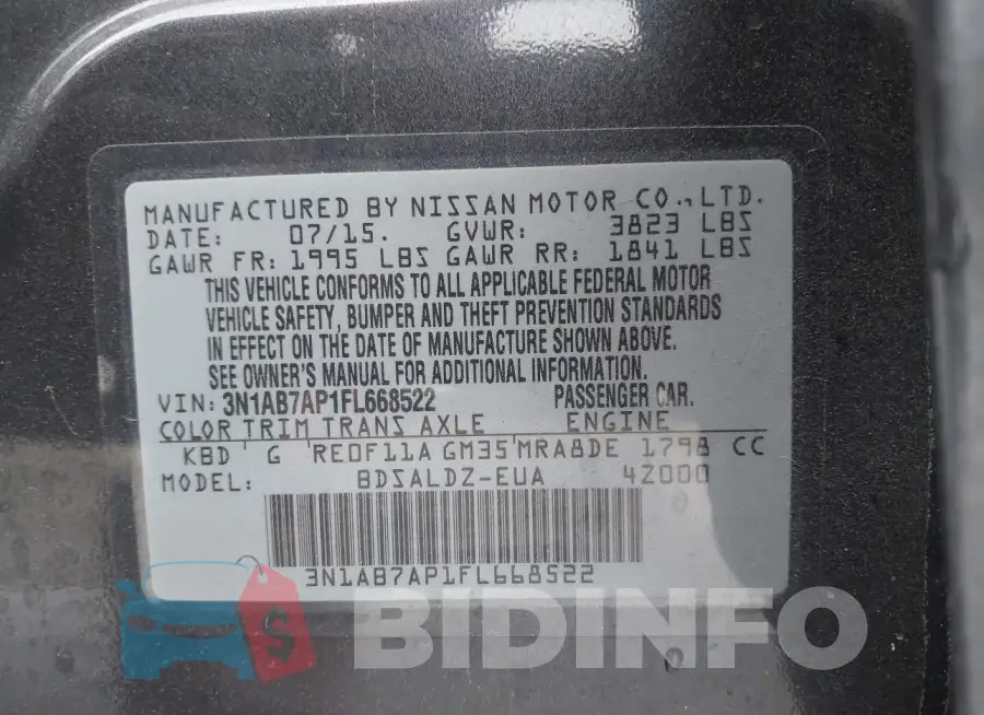 3N1AB7AP1FL668522 Photo# 9