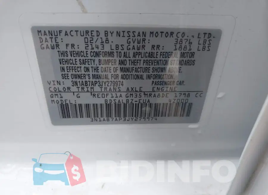 3N1AB7AP3JY279974 Photo# 9