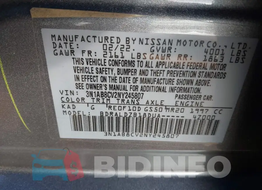 3N1AB8CV2NY245807 Photo# 9