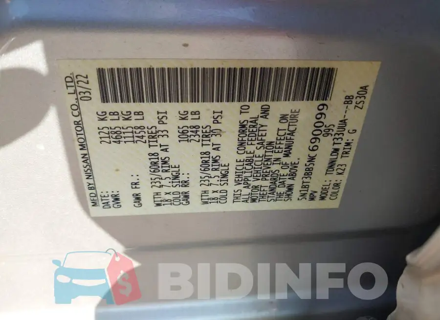 5N1BT3BB5NC690099 Photo# 9