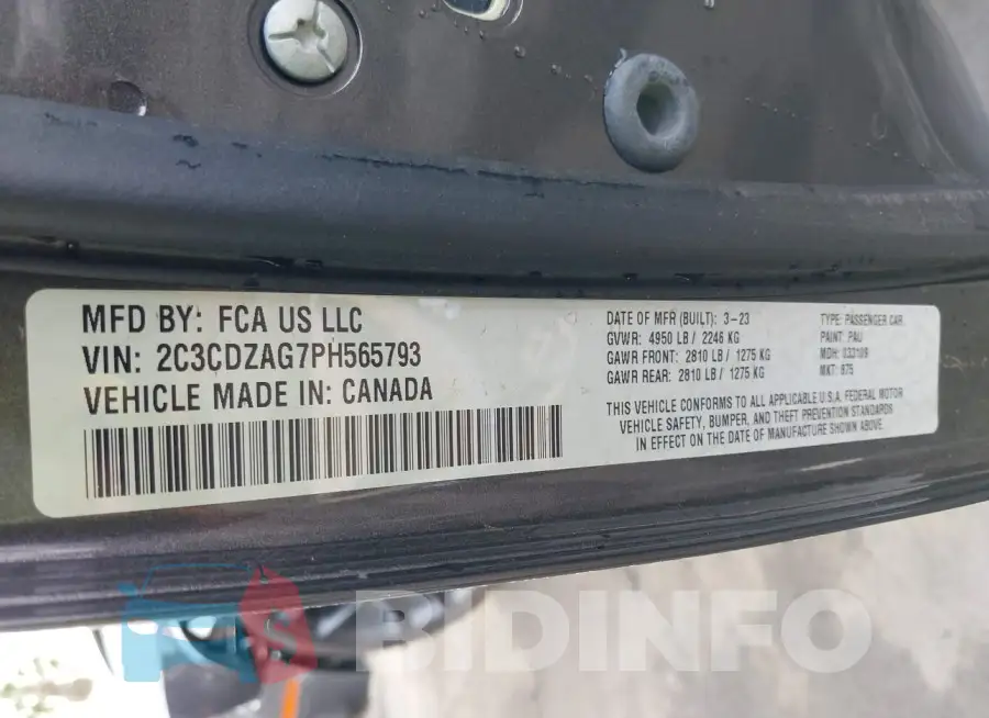 2C3CDZAG7PH565793 Photo# 9