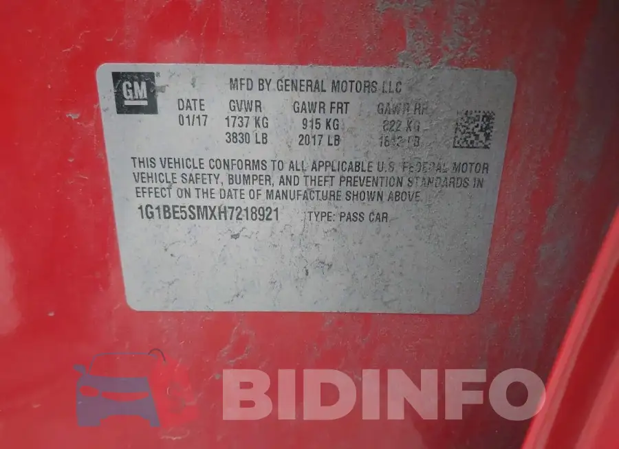 1G1BE5SMXH7218921 Photo# 9
