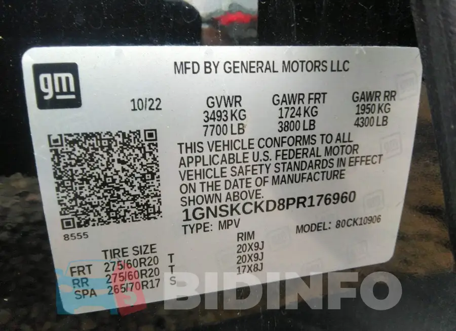 1GNSKCKD8PR176960 Photo# 9