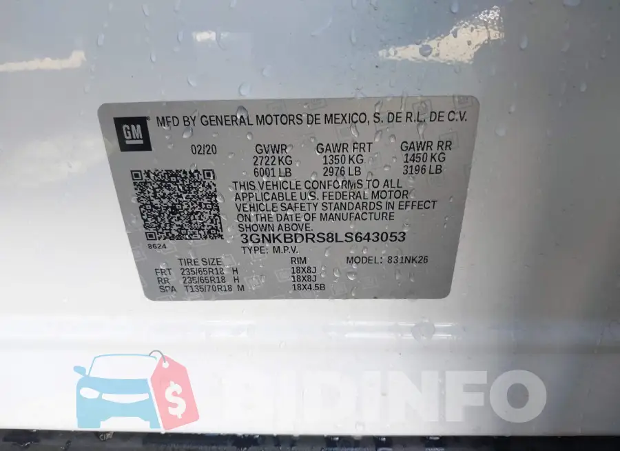3GNKBDRS8LS643053 Photo# 9