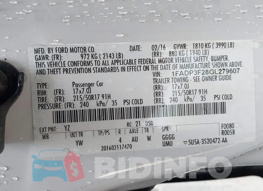 1FADP3F28GL279607 Photo# 9