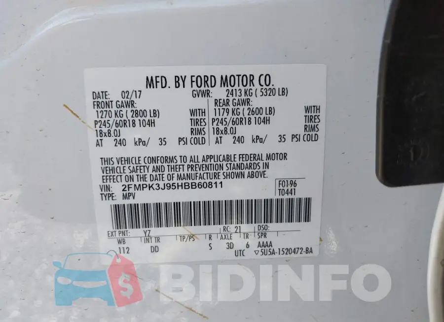 2FMPK3J95HBB60811 Photo# 9