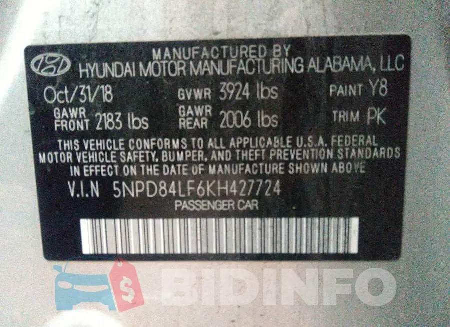 5NPD84LF6KH427724 Photo# 9