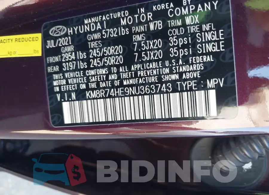 KM8R74HE9NU363743 Photo# 9