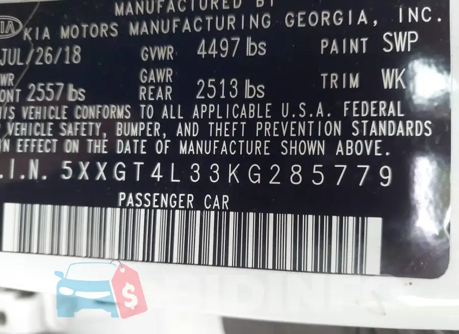 5XXGT4L33KG285779 Photo# 9