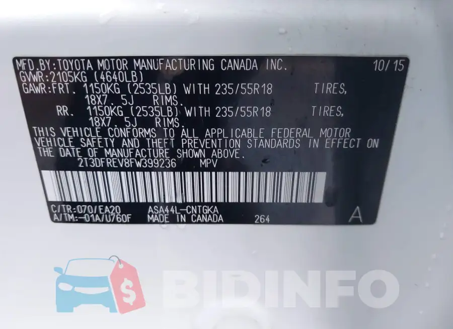2T3DFREV8FW399236 Photo# 9