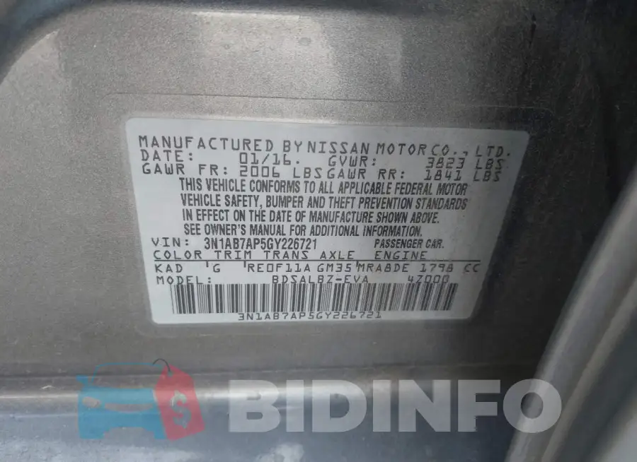 3N1AB7AP5GY226721 Photo# 9