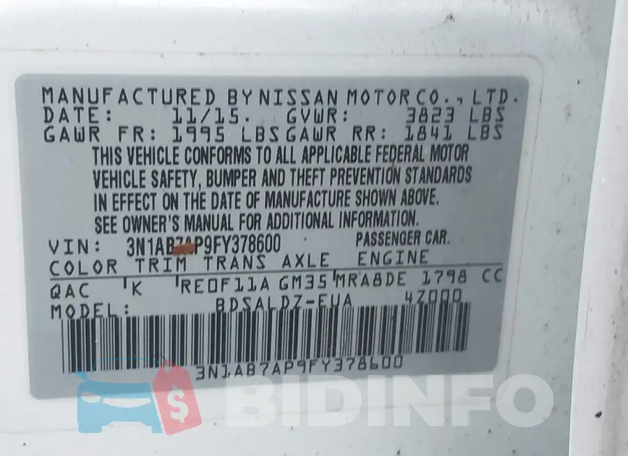 3N1AB7AP9FY378600 Photo# 9