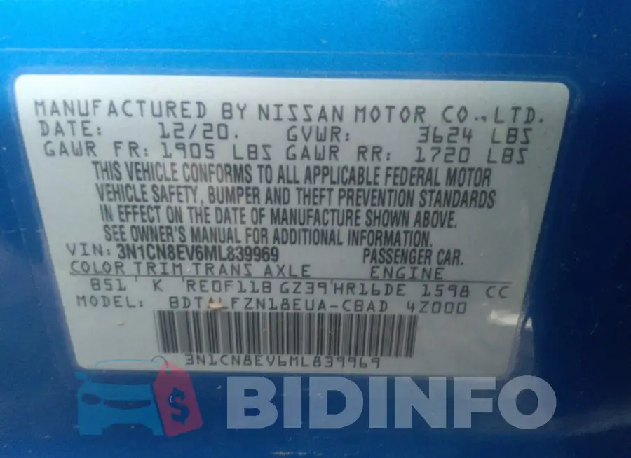 3N1CN8EV6ML839969 Photo# 9