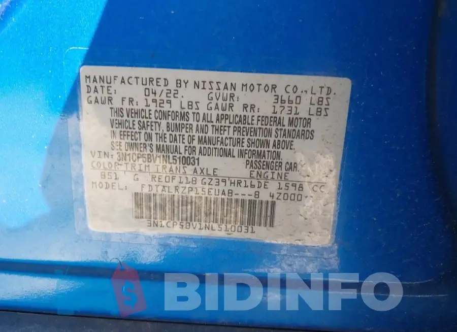 3N1CP5BV1NL510031 Photo# 9