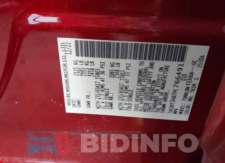 5N1BT3AB7PC766491 Photo# 9