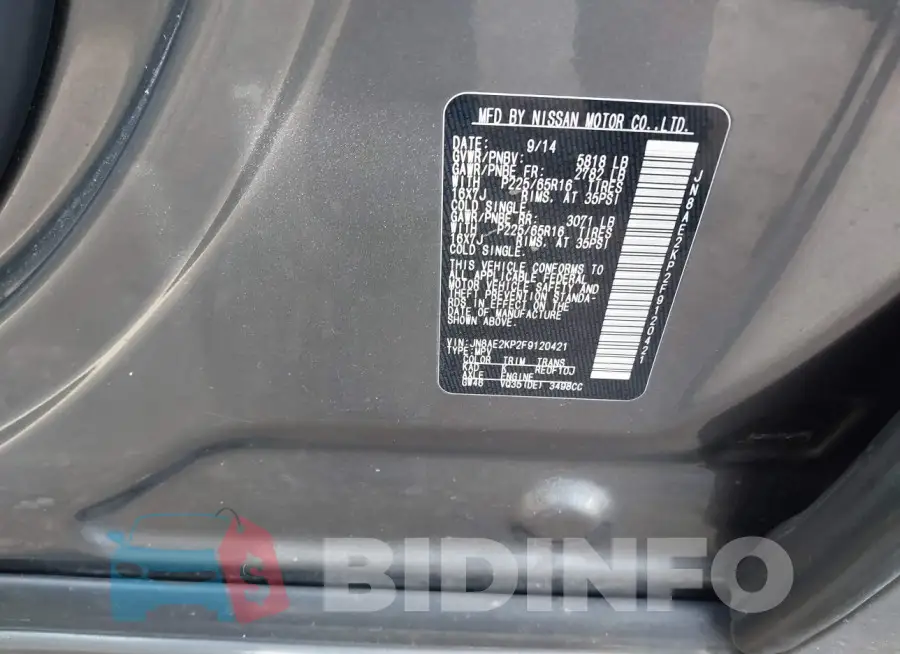 JN8AE2KP2F9120421 Photo# 9
