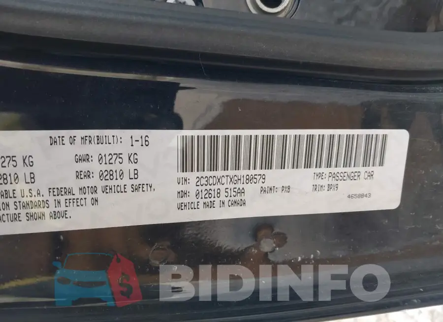 2C3CDXCTXGH180579 Photo# 9