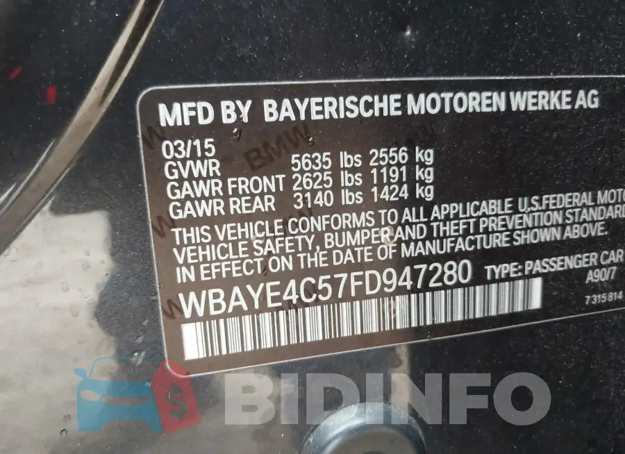 WBAYE4C57FD947280 Photo# 9