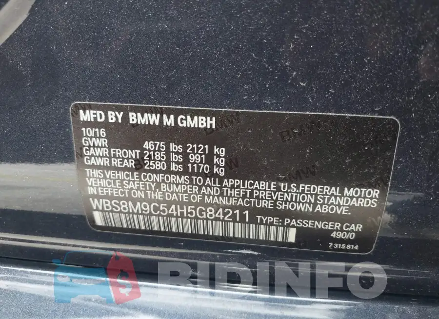 WBS8M9C54H5G84211 Photo# 9