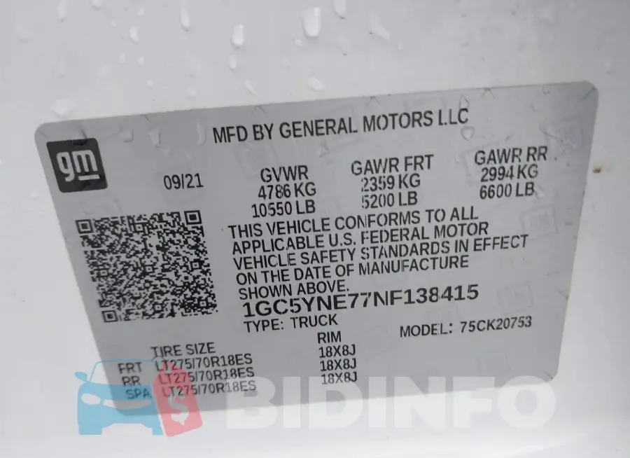 1GC5YNE77NF138415 Photo# 9