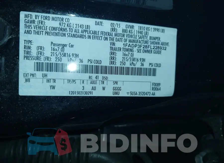 1FADP3F28FL228932 Photo# 9