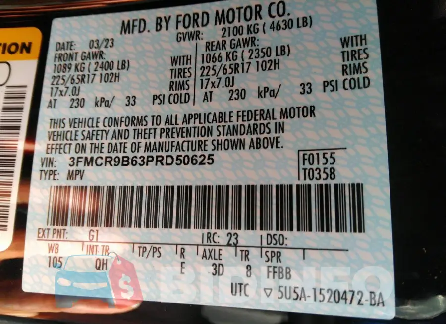 3FMCR9B63PRD50625 Photo# 9
