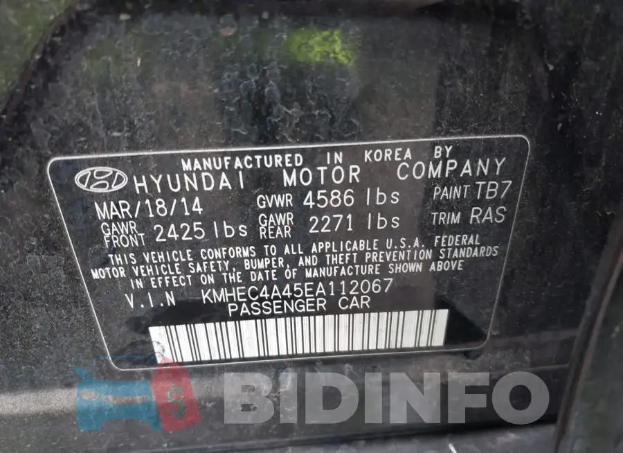 KMHEC4A45EA112067 Photo# 9