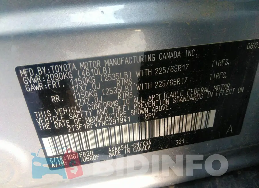 2T3F1RFV7NC291941 Photo# 9