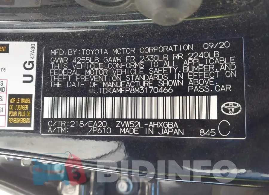 JTDKAMFP8M3170466 Photo# 9